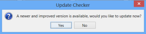 The redesigned update checker dialog will now ask you if you would like to update and will then direct you to the download page.